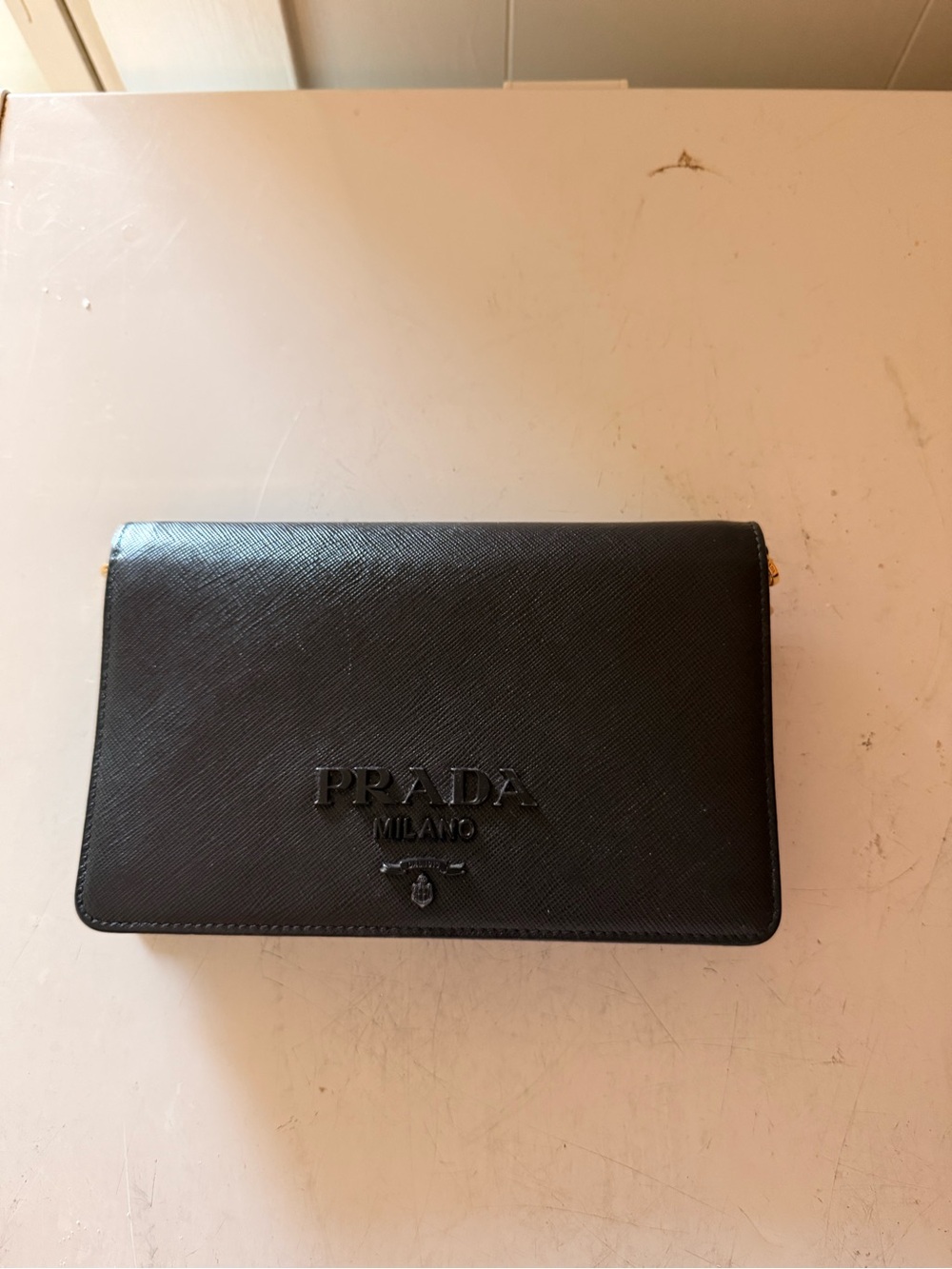 Prada Black Saffiano Leather Crossbody Clutch